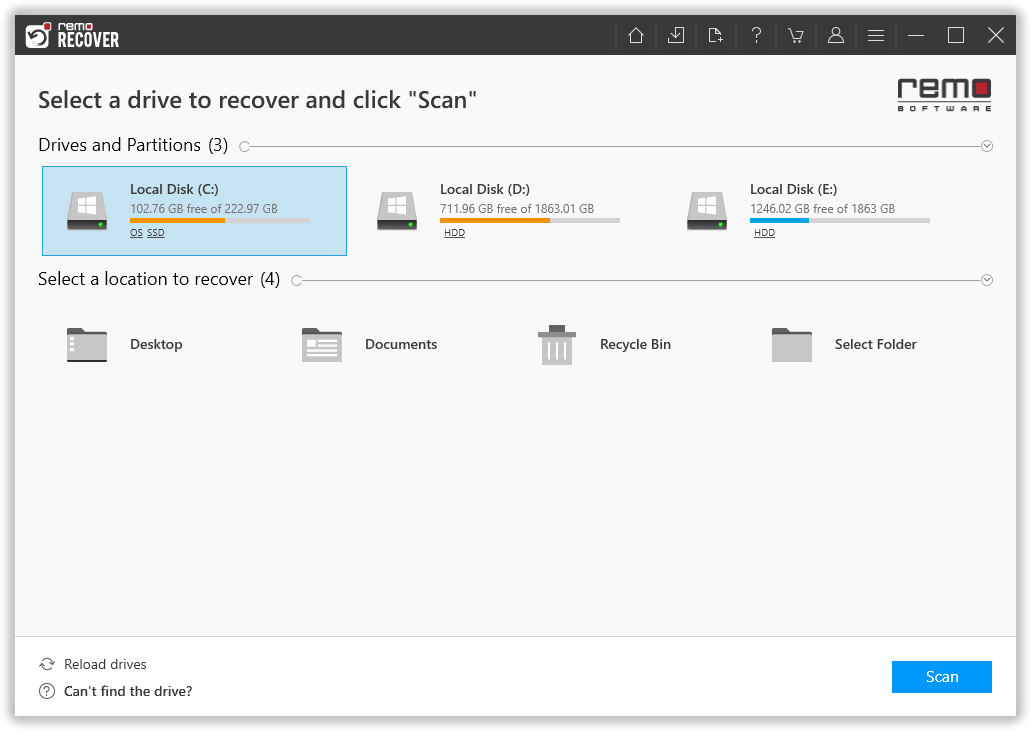 select the refs partition drive from where you want to recover