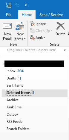 click on the deleted items folder