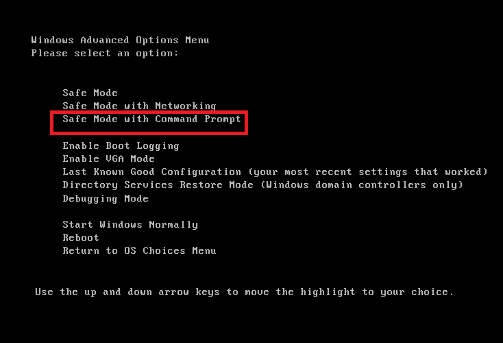 safe mode on command prompt