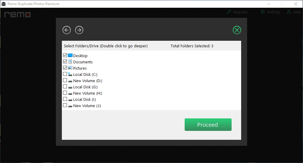 select the drive from where you want to delete duplicate photos