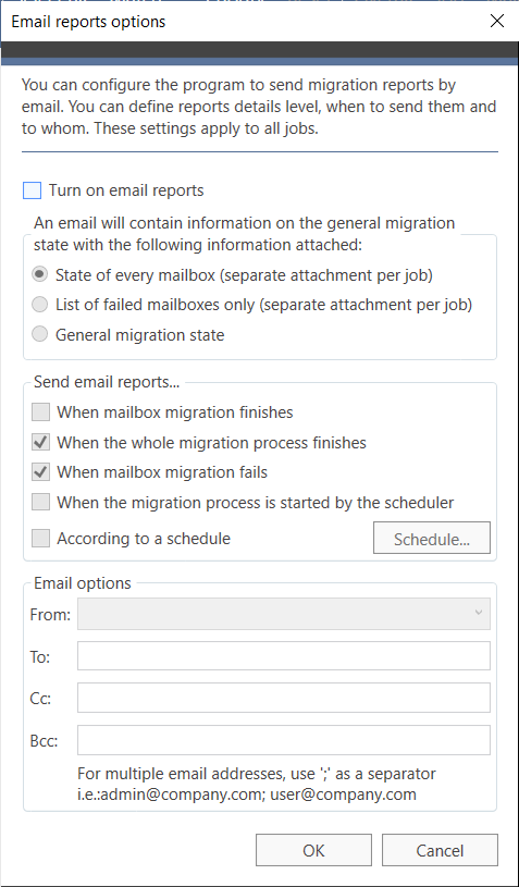 CodeTwo Email Report Options