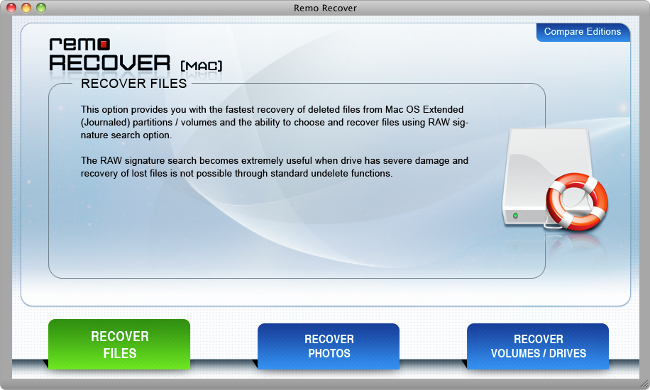 launch Remo Recover Mac tool to recover volumes