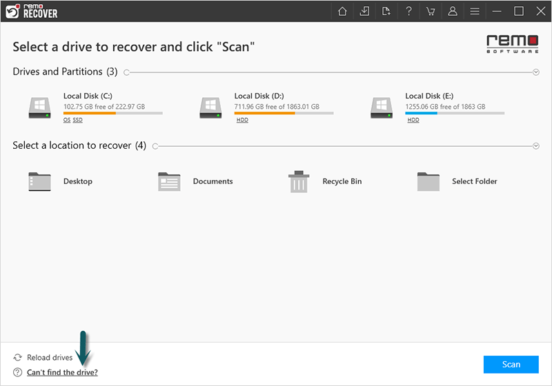 select the drive