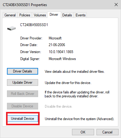 select uninstall device