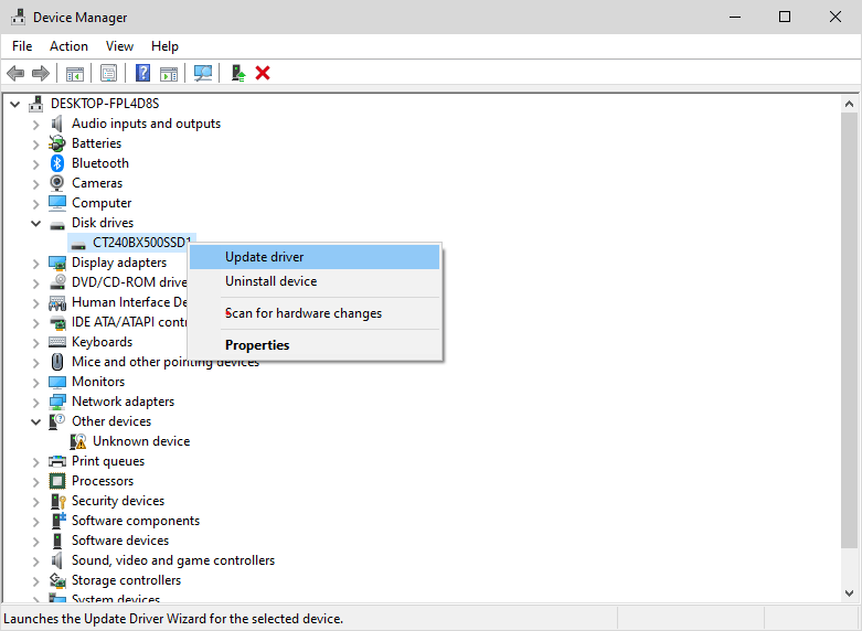select update driver