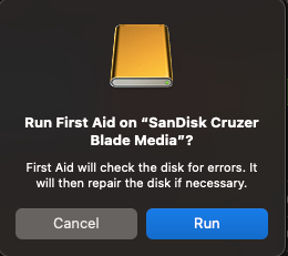 click run to repair corrupt sd card