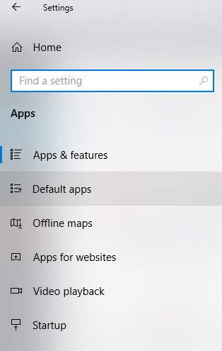 Go to default apps in settings