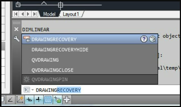 type drawingrecovery command in the autocad application to open the drawing recovery manager
