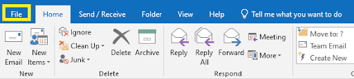 click file option in outlook