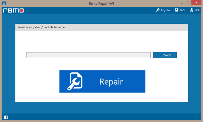 select the corrupt avi file and click on repair