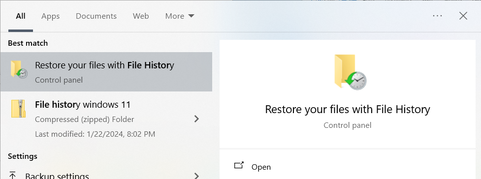 open the file history