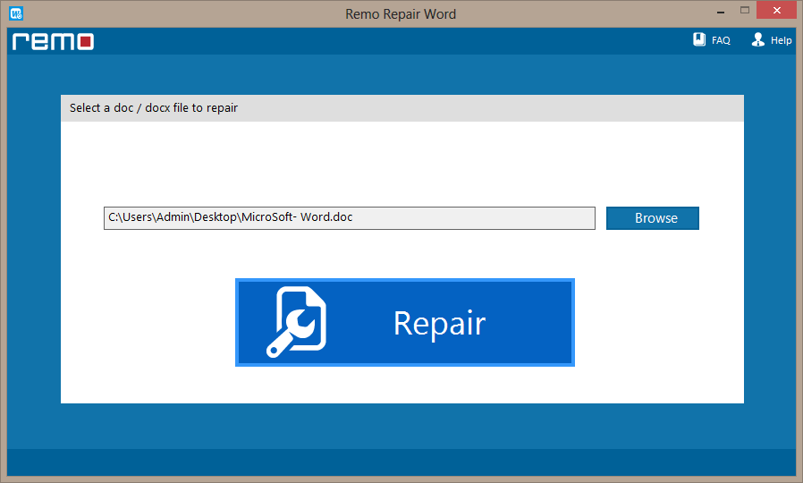 select the word document and click on the repair button