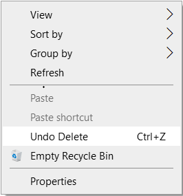 undo the deleted computer files by clicking on undo delete option