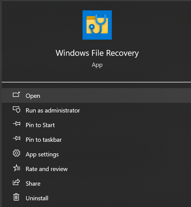 Open windows file recoovery