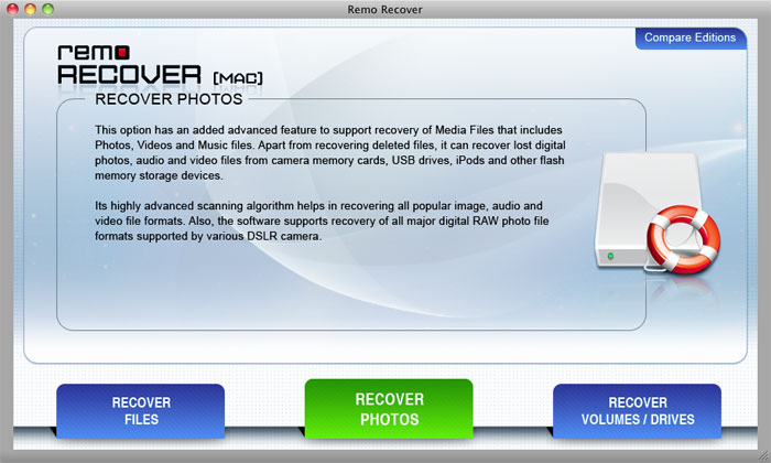 large recovery photo main screen