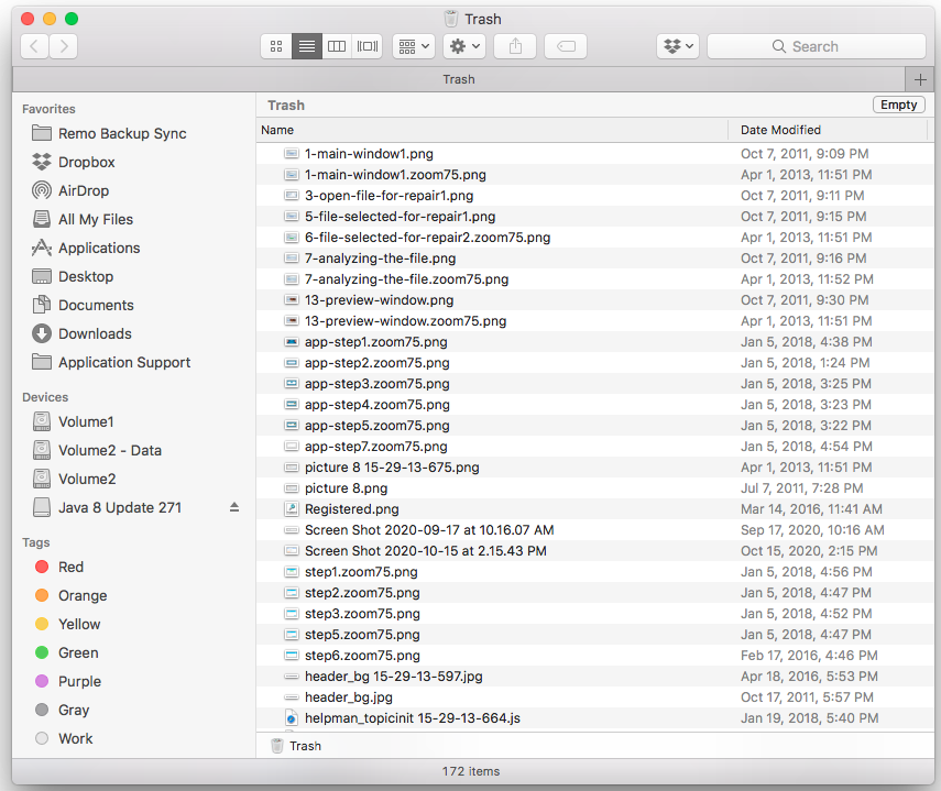 select files from mac trash 