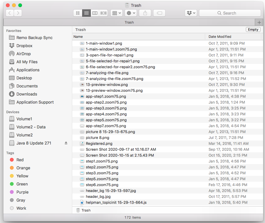 select files from mac trash