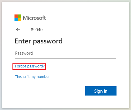 klicken Sie auf Passwort vergessen