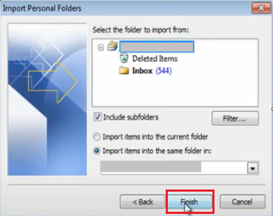 import personal folders