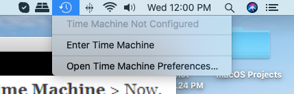 Enter Time Machine option