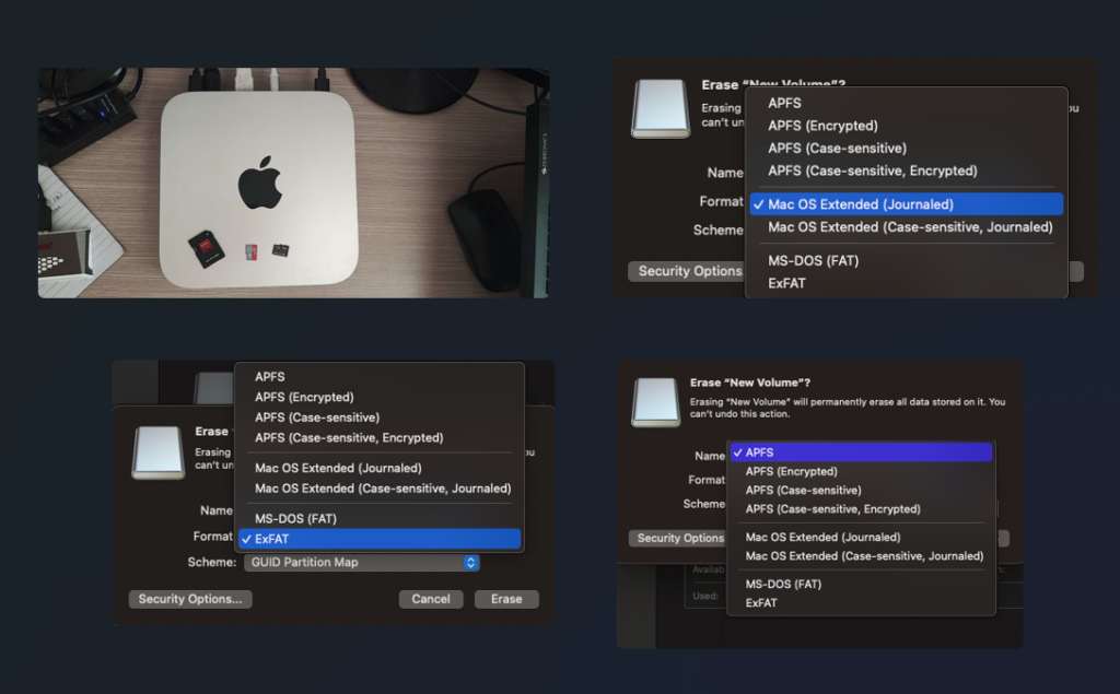 Test conducted to perform Formatted SD recovery on MacMini