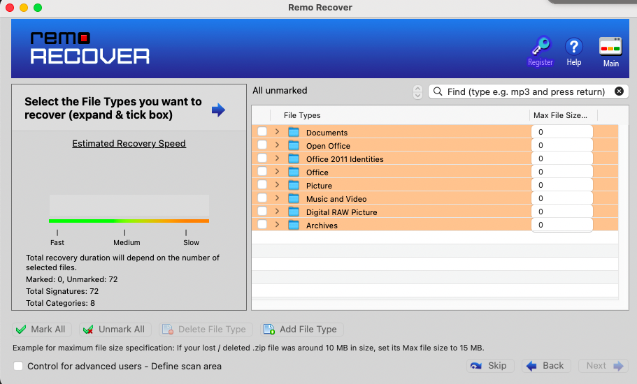 Selec the Files you want to restore from formatted card on Mac