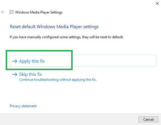 appliquer cette opération de correction pour réparer les lecteurs Windows Media