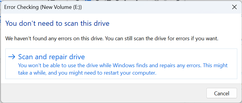 scan and repair drive