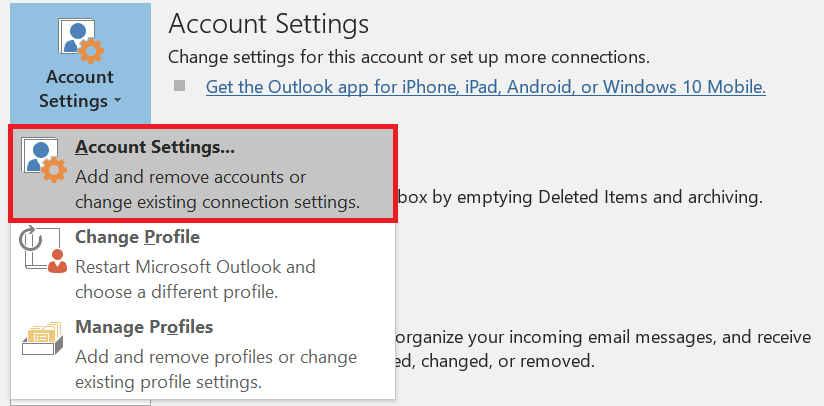 outlook settings