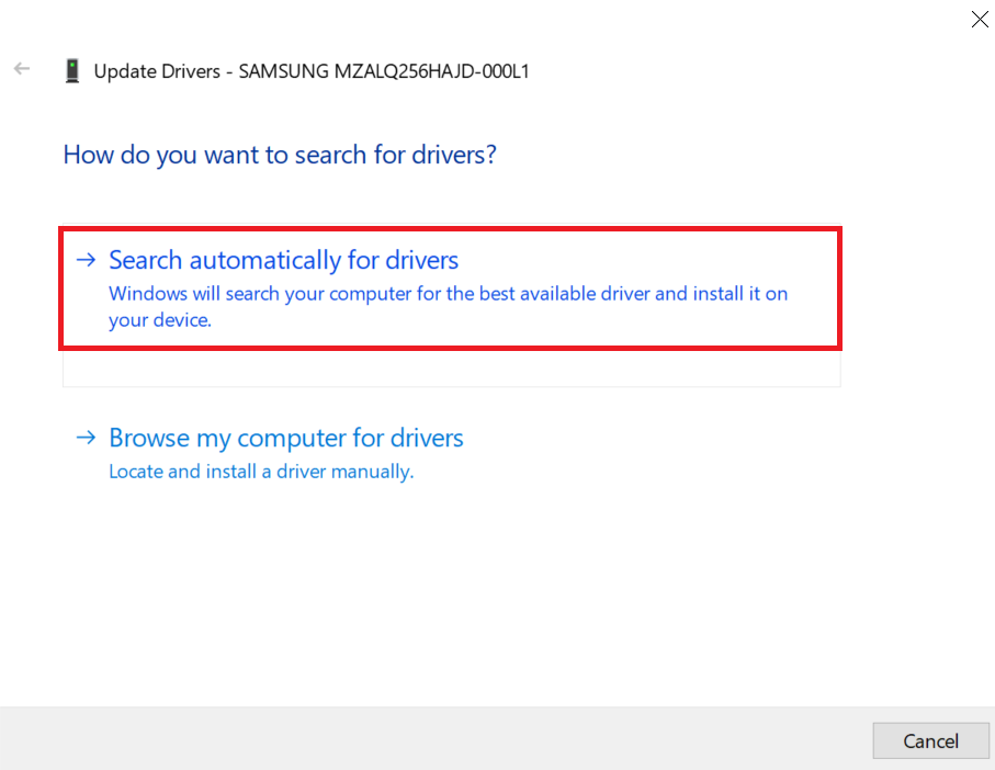 automatically search for driver