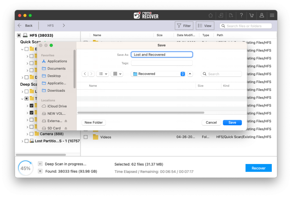 save the recovered files