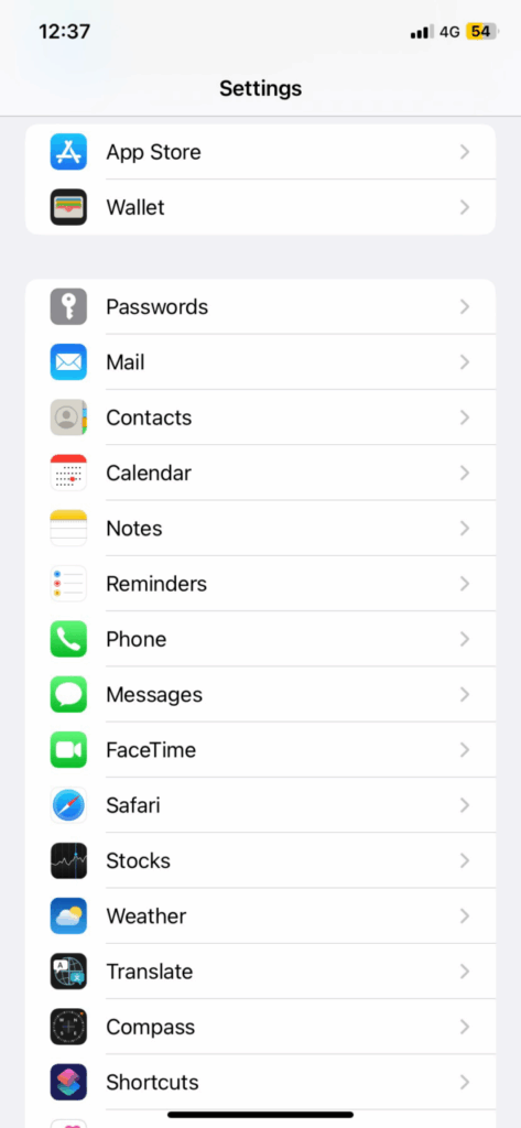 Klik op de Safari-browser in het venster met app-instellingen