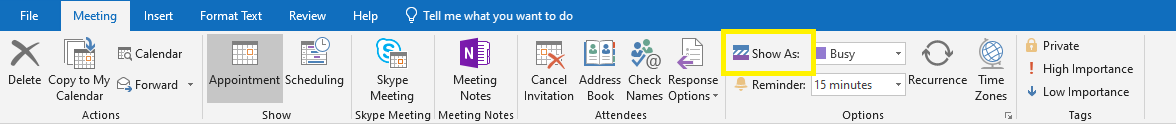 Adding Status of the event in Outlook Calendar