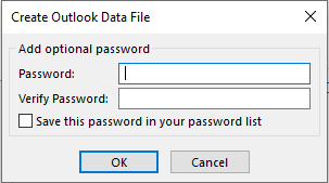 add password after the import OST file into Outlook