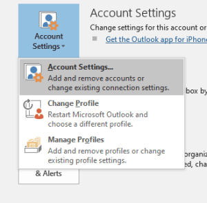 account setting click on account setting to import Ost file to Outlook