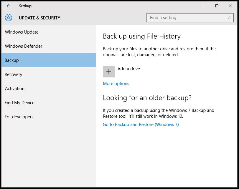 backup using file history