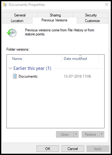 restore previous version of any deleted file