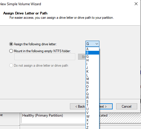 assign a drive letter