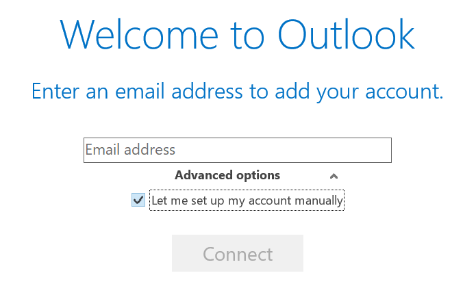 Access advanced options to enable IMAP in Outlook