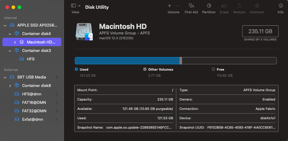 List of all connected drives