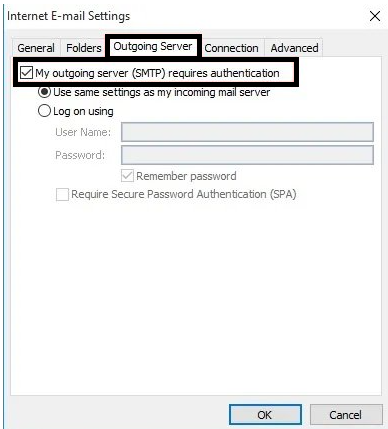 Enable Outgoing Server