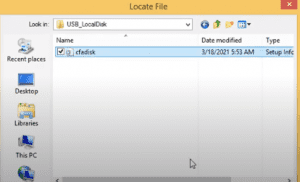 Locate cfadisk to convert USB Flash drive to Local disk