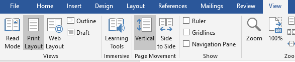 view on MS word