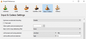 Select Input codec option in VLC to fix HD video stutter