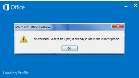 outlook data file already in use error