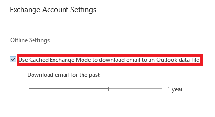 Click on the use cached exchange mode.