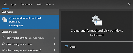 go to the disk management