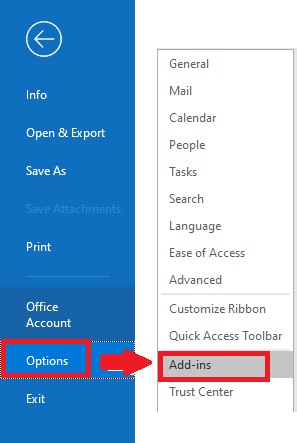 Goto File Click on Options and Add-ins