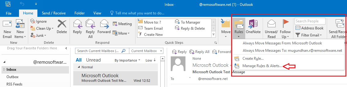 Manage outlook rules and alerts