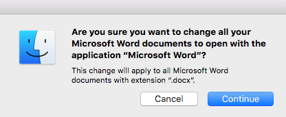 Are you sure you want to open all the word files with MS Word Application